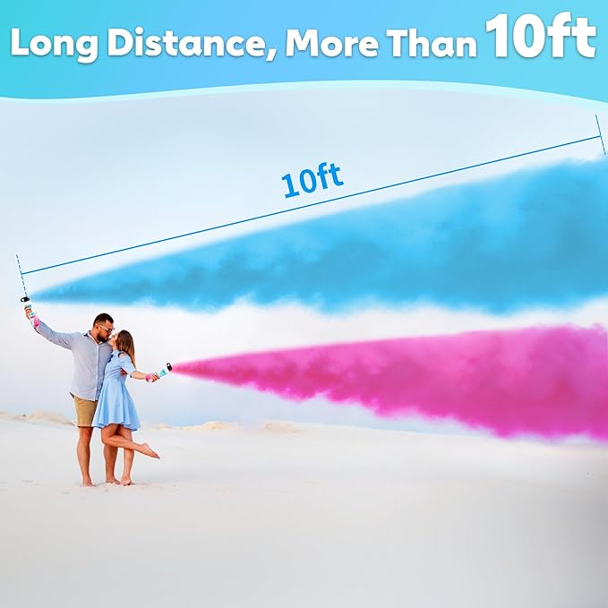 Gender Reveal Fire Extinguisher Set for Newborn Baby, 4Pcs Blue Smoke Bombs, 100% Biodegradable Confetti Cannon for Baby Reveal Party Supplies