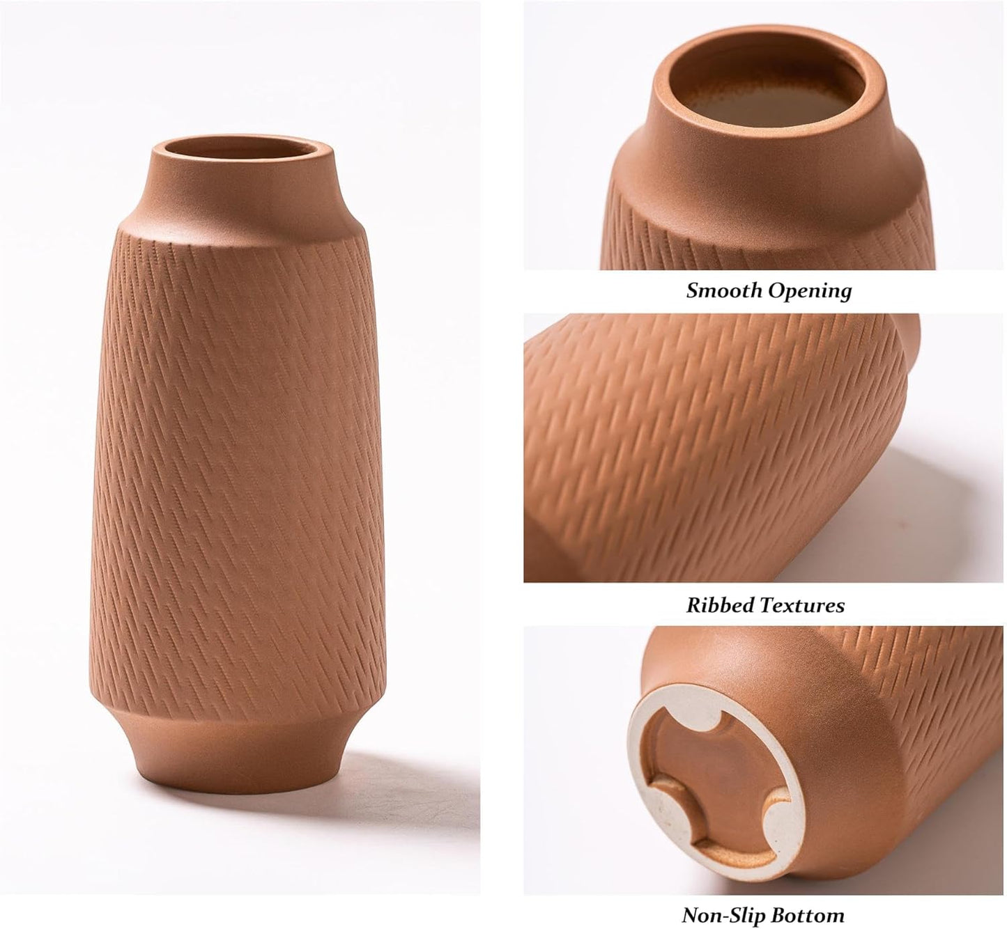 Ceramic Vase Set of 3, Wide Mouth Small Flower 9” Tall Vase Modern for Christmas Home Decor Table Centerpiece Farmhouse Decorative Colorful