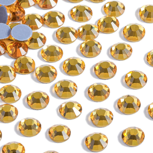 Beadsland Hotfix Rhinestones, 2880pcs Flatback Crystal Rhinestones for Crafts Clothes DIY Decorations, Topaz, SS8, 2.3-2.5mm