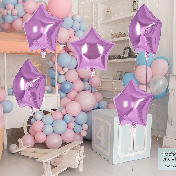 20 Pcs Star Balloons,18 Inch Purple Star Foil Balloons,Stars Shaped Balloon Mylar Helium Balloon for Birthday Party Anniversary Wedding Baby Shower Decorations (Lipurple)