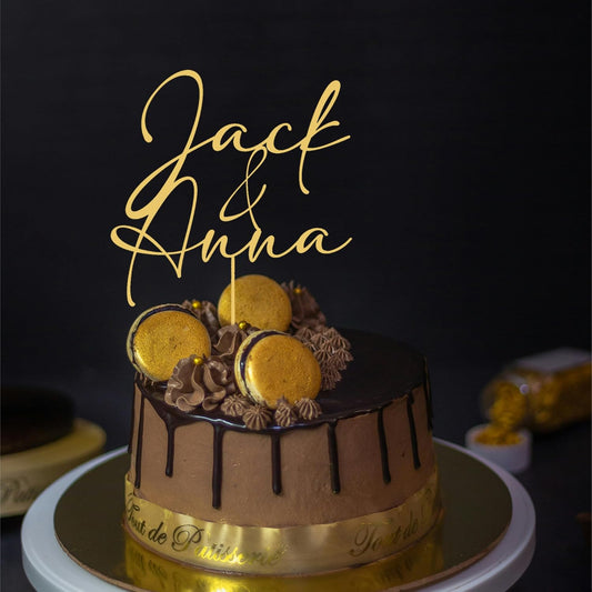 Customized Name Cake Topper for Couples & Engagements - Classic Decorating Topper for Weddings & Anniversaries