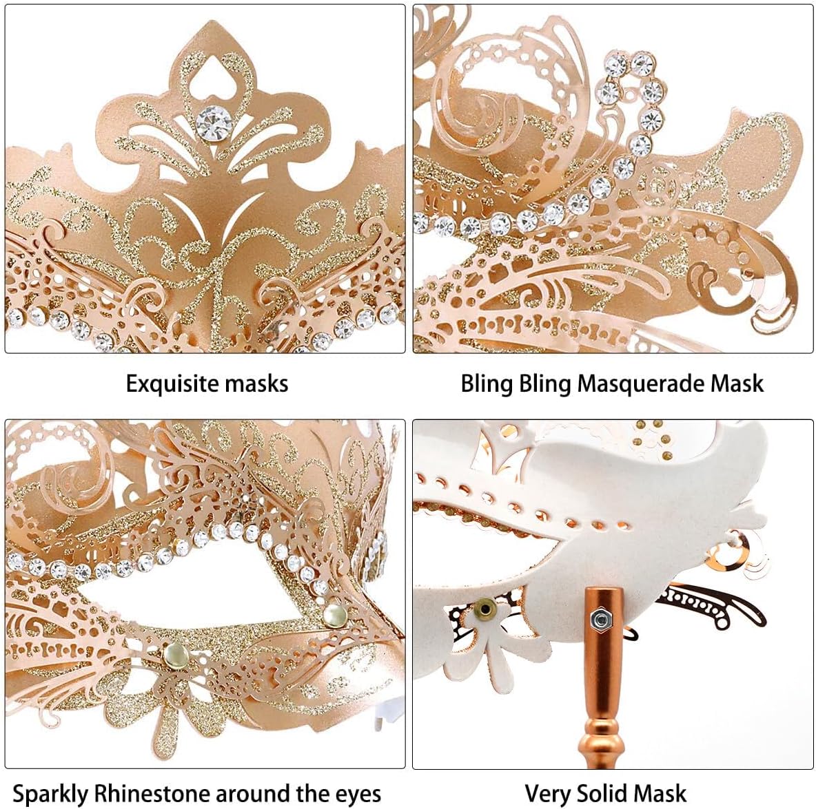 Coddsmz Masquerade Mask with Stick Venetian Mask Mardi Gras Decorations for Womens Halloween Costume Mask