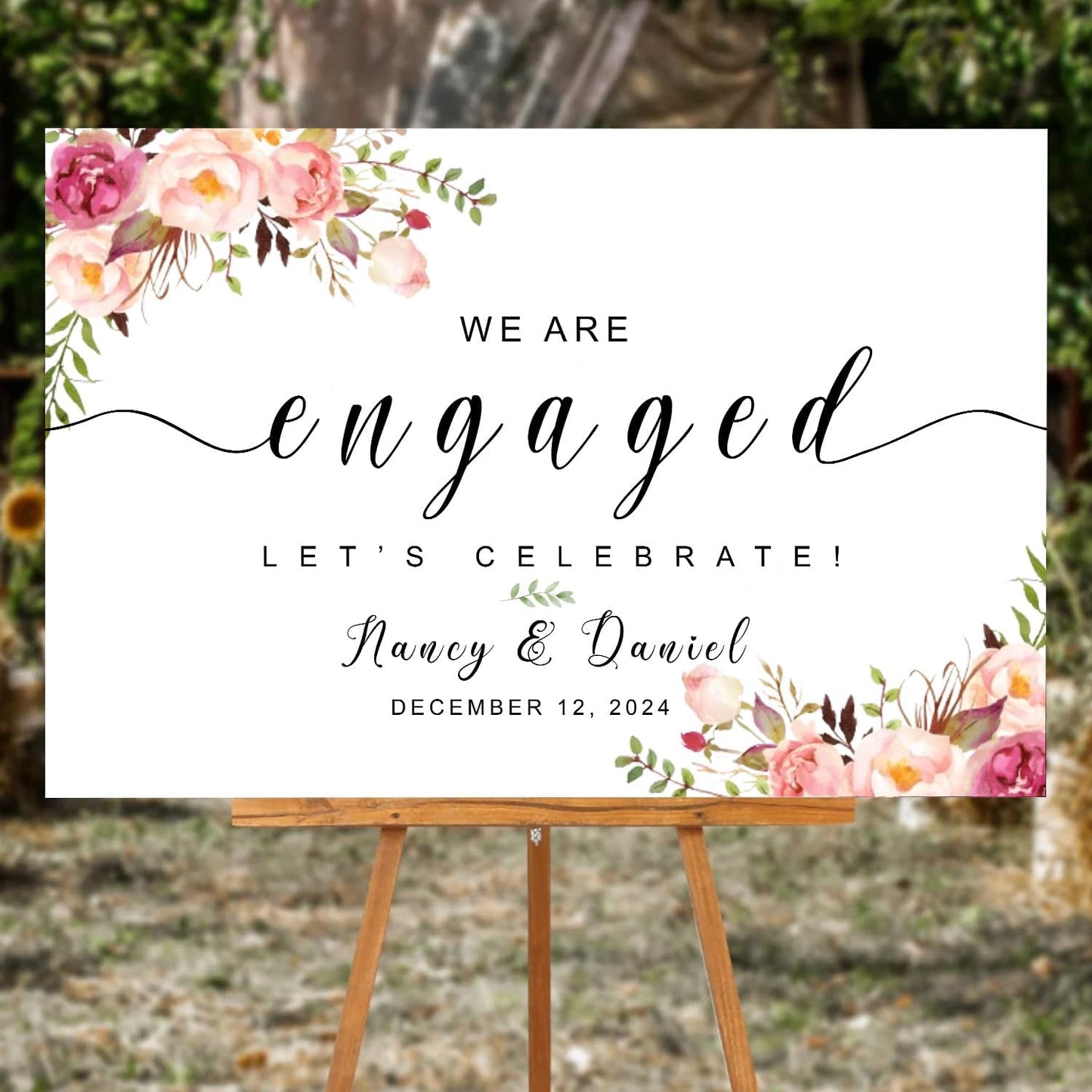We Are Engaged Sign, Engagement Party Sign, Engagement Welcome Sign, Engagement Party Decorations, Engagement Sign With Stand, Engagement Welcome Signs For Ceremony
