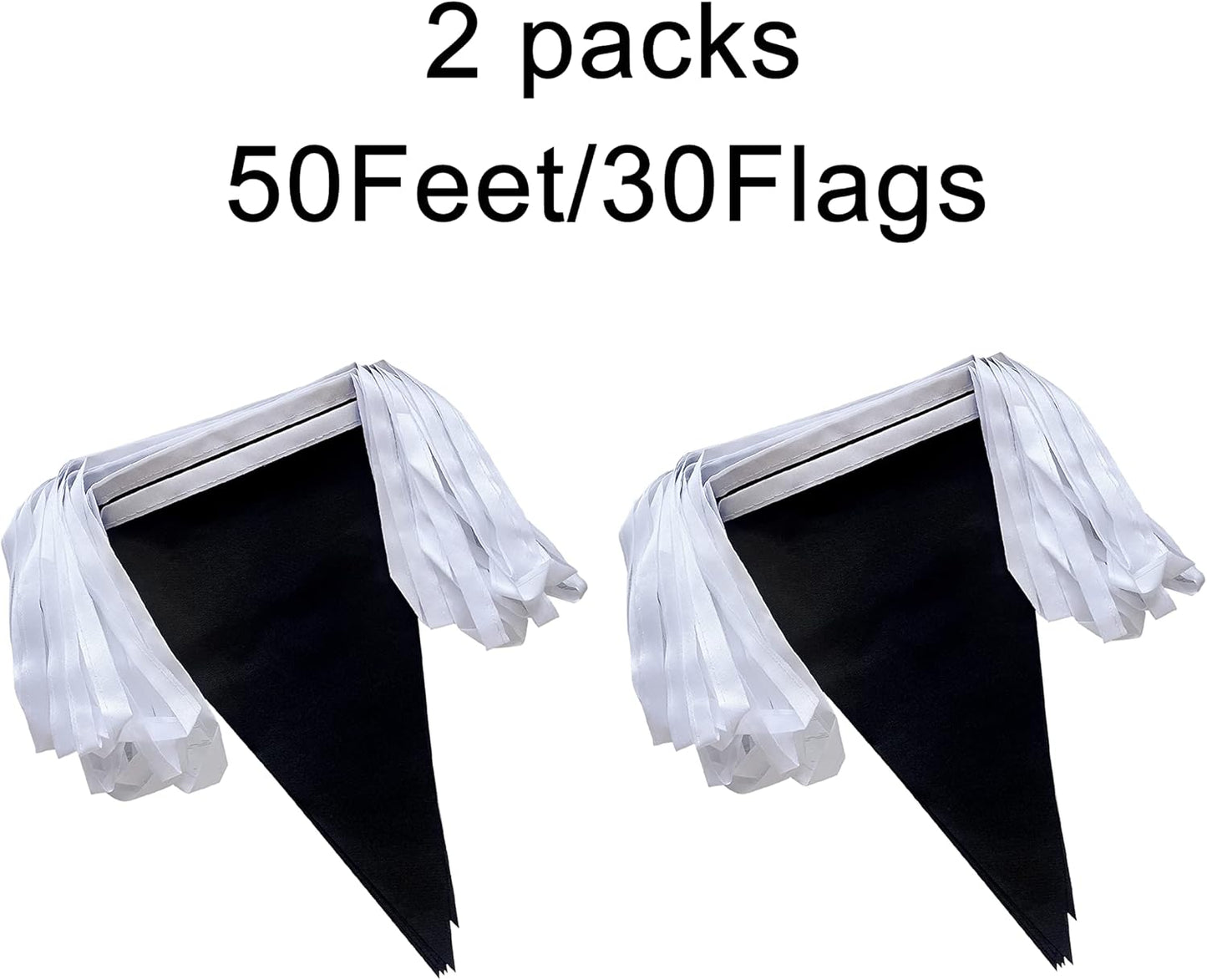 100 Feet Black Pennant Banners Flags String Hanging Triangle Bunting Flags,Party Decorations for Grand Opening,Kids Birthday,Carnival,60 PCS