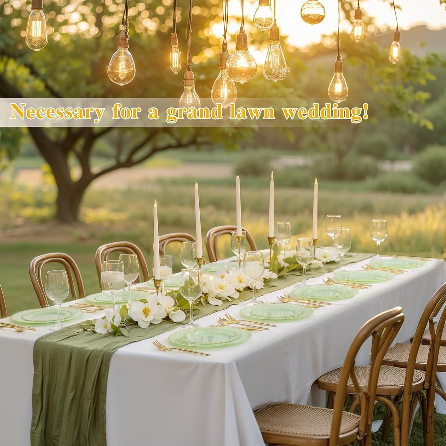 supernal 100pcs Green Plastic Plates for Party Heavy Duty Disposable Plates With Gold Beads Sage Green Plastic Plate for Wedding Birthday Bridal Shower Halloween Christmas and Thanksgiving