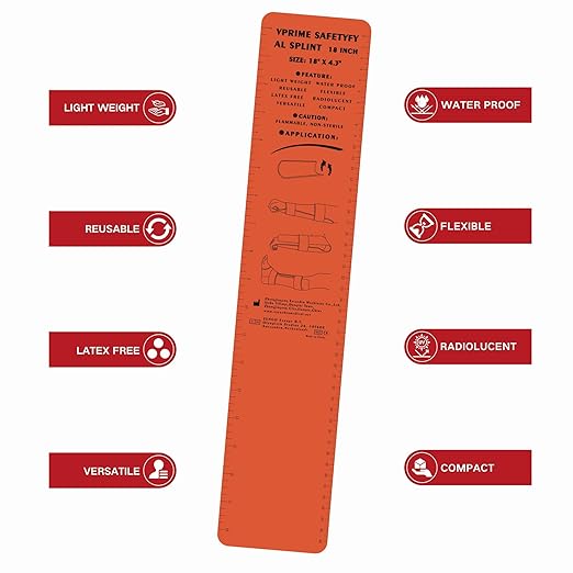 First Aid Splint 36" X 4.3" Orange -Waterproof First Aid Medical Tactical Field Splint For Bone Fracture Treatment (4 Pack Bundle)