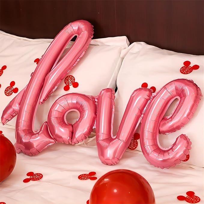 5 Pcs Pink Heart Shaped Balloons Pink Love Valentine Balloons for Valentines Day Bridal Shower Wedding Party Decorations