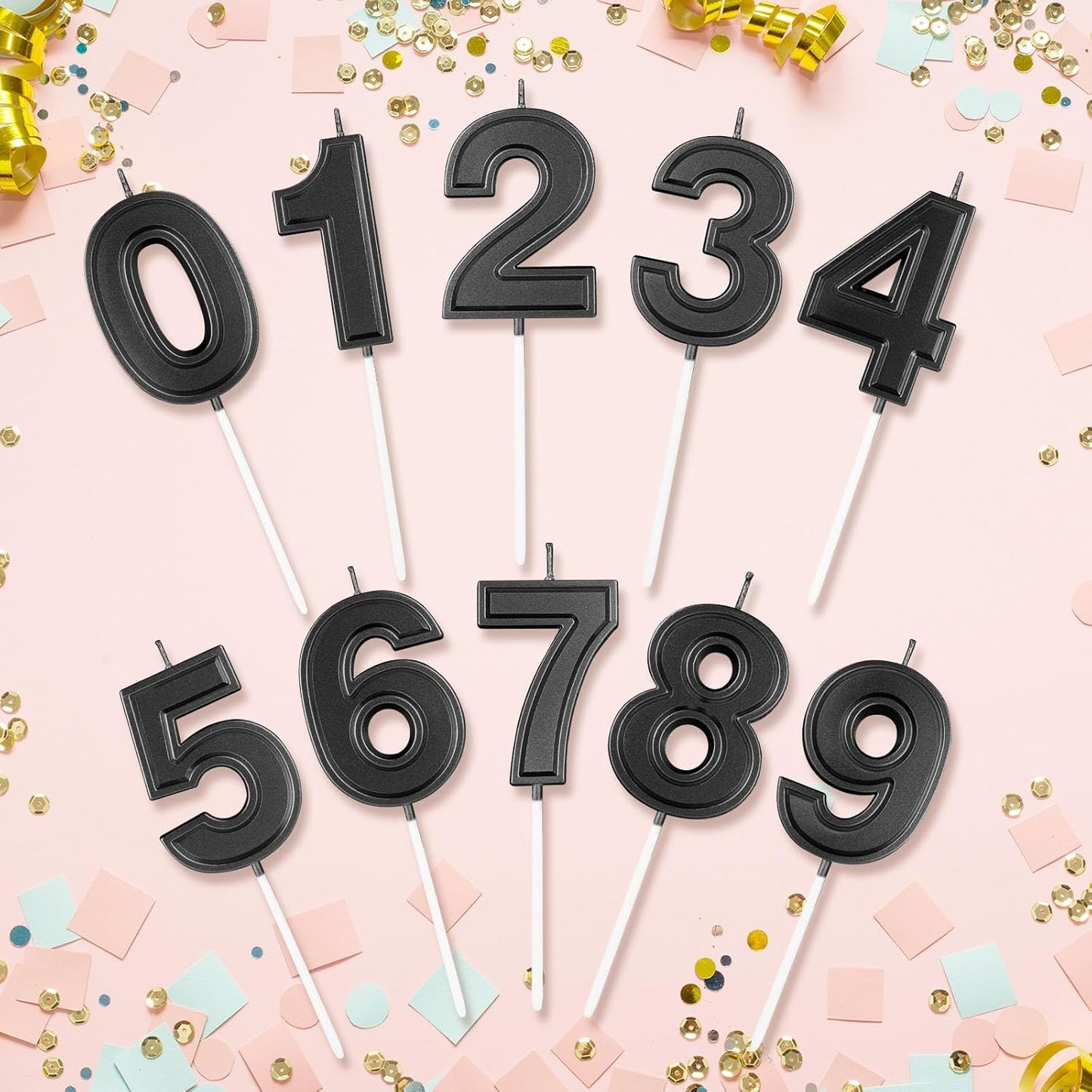 BEAN LIEVE Black Birthday Candles Number 9, Black Number Candles, Cake Number Candles for Birthday Parties and Wedding Anniversary Celebrations