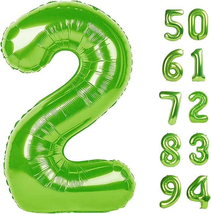 Light Green 2 Balloon, Number Balloons 40 Inch, 2nd Balloon Number Birthday Decorations, Second Two Birthday Party Supplies, Number 2 Balloon