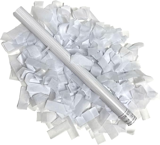 Ultimate Confetti - 8 Pack White Confetti Wands - Handheld 14" Biodegradable Tissue Paper Confetti Flick Flutter Sticks For Wedding, Birthday, Parties & Live Events - 2 Handfuls, 1.5 oz Each Stick