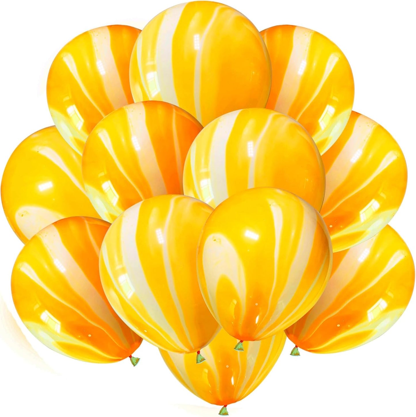 Orange Yellow Marble Balloons Marbled Agate Latex 12 Inch 50 PCS Swirl Yellow Tie Dye for Birthday Party Christmas Decorations Halloween Wedding Baby Shower Photobooth