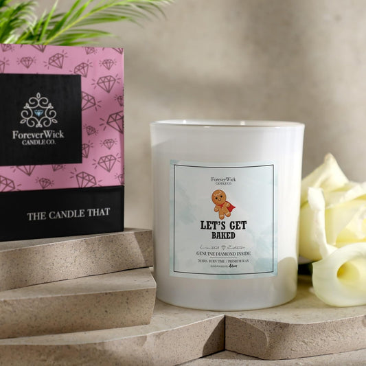 Let’s Get Baked Gingerbread Cookie Surprise Candle with Real GIA Diamond Inside | Foreverwick Candles | Scented Soy Candles Gifts for Women Aromatherapy Candle | All-Natural Soy Candle 14oz | 70h