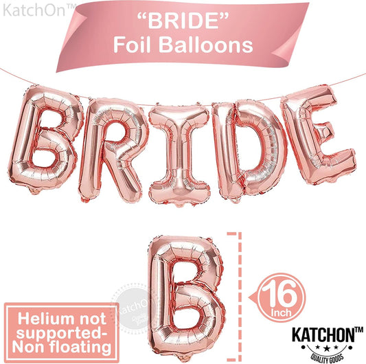 KatchOn, Bride Balloons Rose Gold Set - 16 Inch, Pack of 15 | Bachelorette Party Decorations | Rose Gold Bride Balloon | Bridal Shower Decorations, Bachelorette Balloons