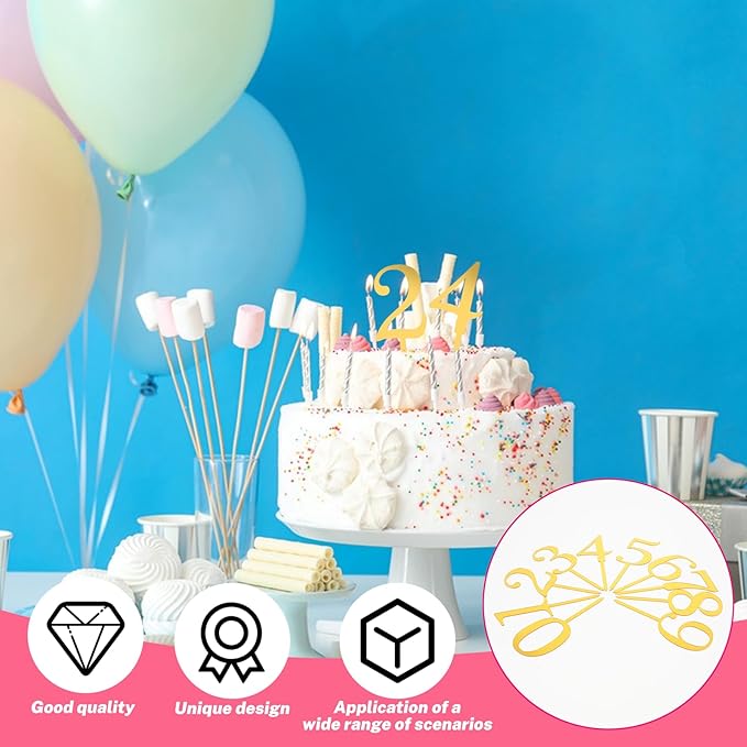 20PCS 0-9 Number For Cake Topper, Shiny Gold Acrylic Cake Topper, Freely Match Acrylic Numbers Suitable for Birthdays, Parties, Weddings, Anniversaries