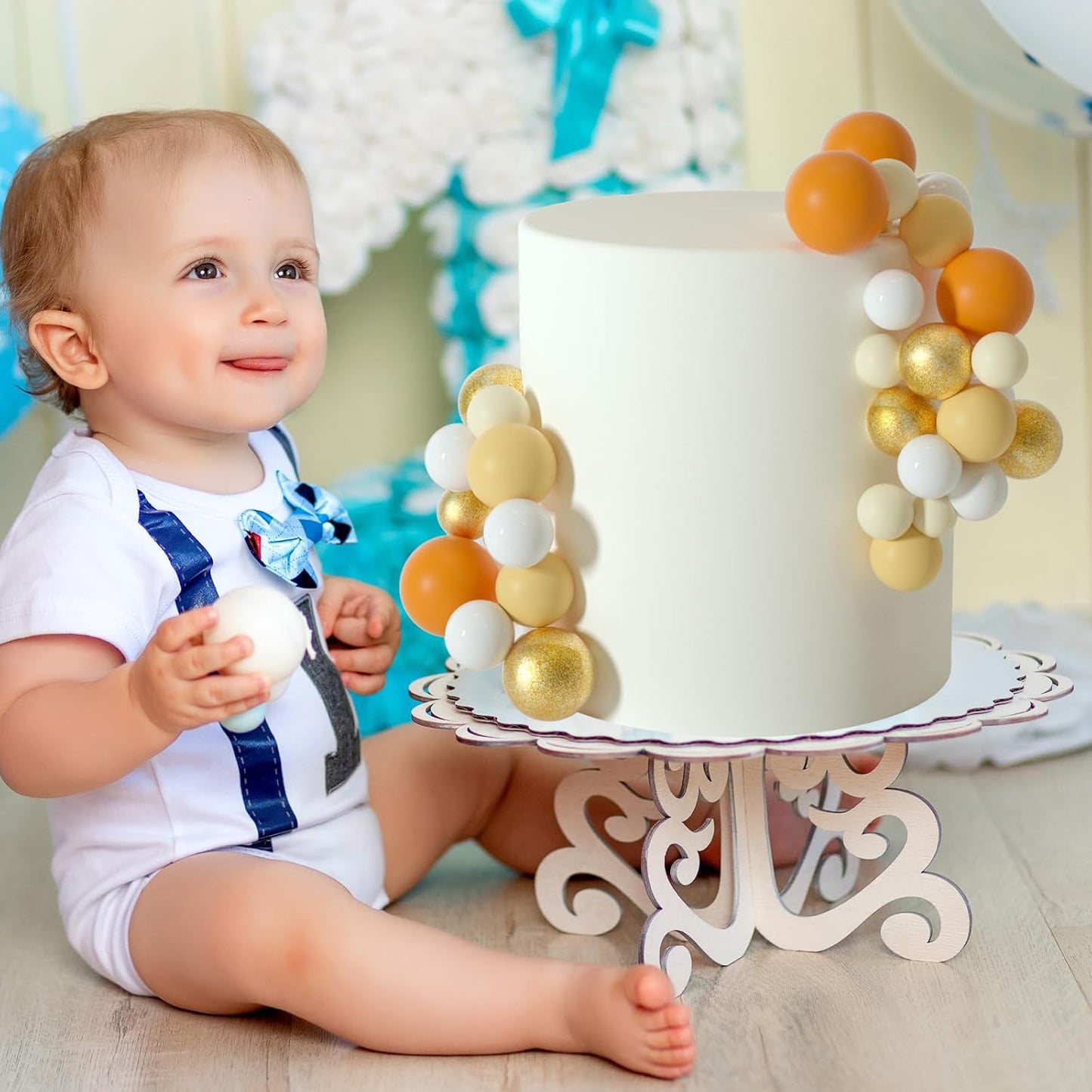 ASTARON 50 Pcs Ball Cake Topper Sticks Mini Balloons for Cake Decorating Supplies Foam Balls Cake decorations for Baby Shower Cake Birthday Cake Toppers Decorations (Orange Yellow Series)