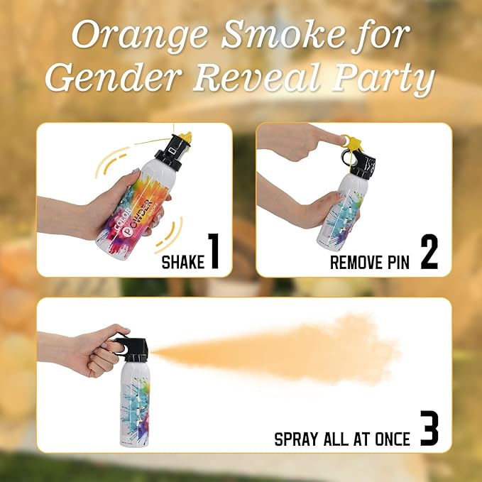 Gender Reveal Fire Extinguisher 2 Pack Orange Fog Atmosphere Smog for Baby Reveal Photoshoot Video Props Stage Mister Foggers Orange Smoke Gender Reveal Extinguishers for Birthday Wedding Party
