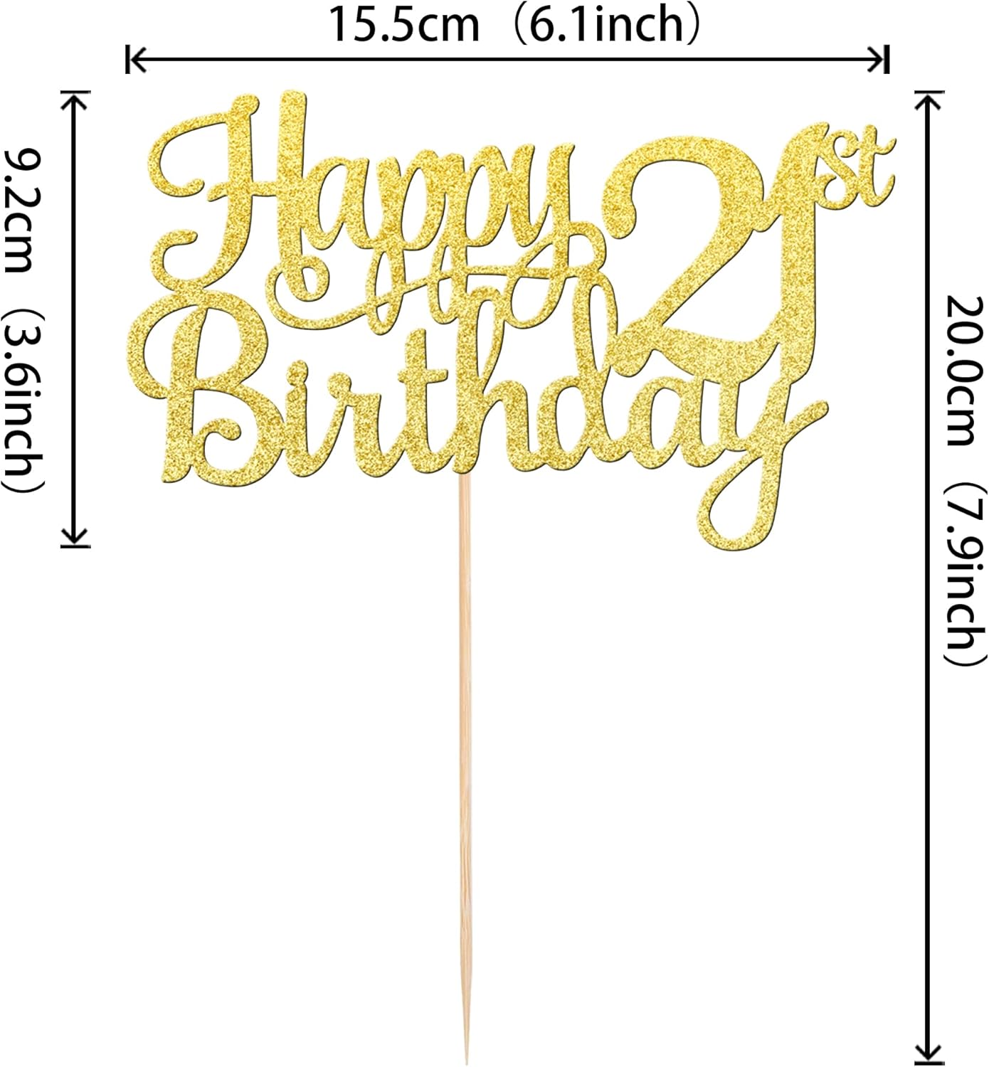 1 PCS Happy 21st Birthday Cake Topper - Gold Glitter Cheers to 21 Years - Fabulous Cake Decoration for 21st Birthday Theme Party