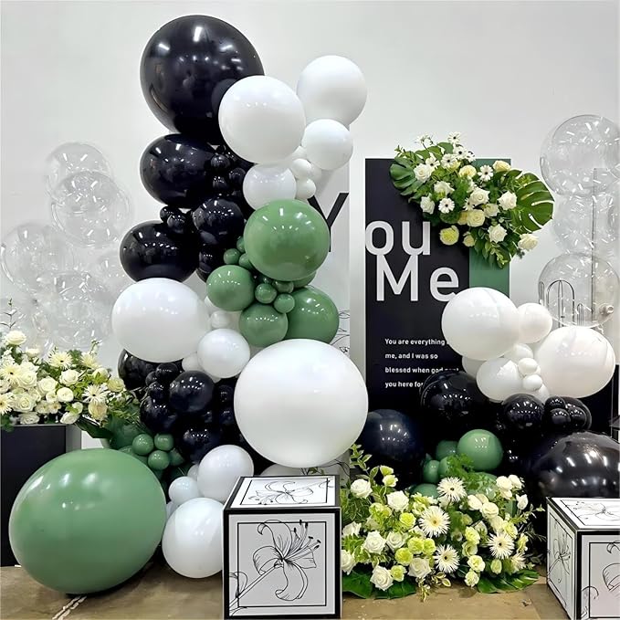 Sage Green Balloons, 140pcs 18 12 10 5 Inch Different Sizes Pack Party Latex Balloons for Birthday Halloween Holiday Balloon Garland as Party Decorations