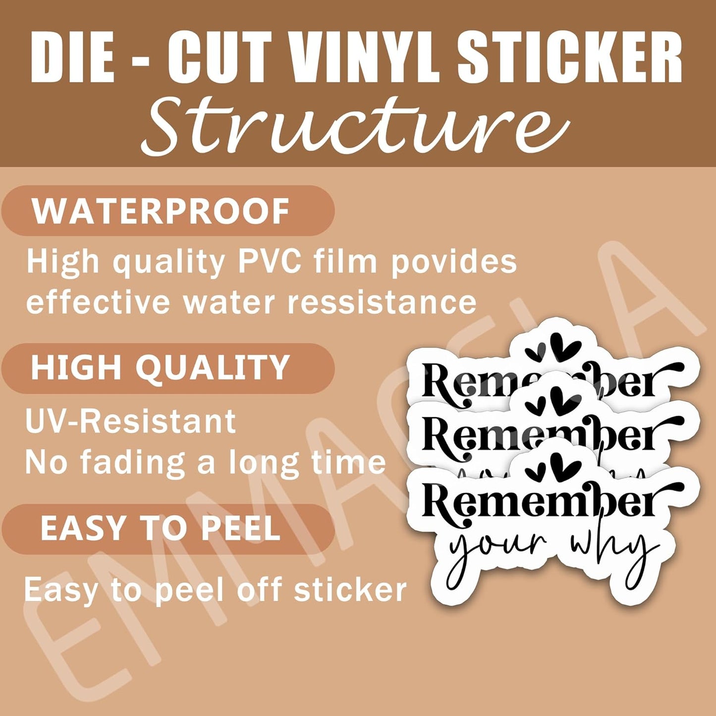 (3PCS) Remember Your Why Sticker, Mental Health Awareness,Motivational Quotes, Inspirational Quotes Stickers, Waterproof Vinyl Decals Decor Books Laptops Tumblers Water Bottle 3'' x 1.8"