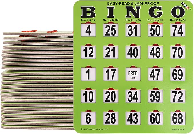 GSE Games & Sports Expert Shutter Bingo Cards, Finger-Tip Shutter Slide Bingo Cards, Easy-Read Large Print Bingo Cardboard with Sliding Windows