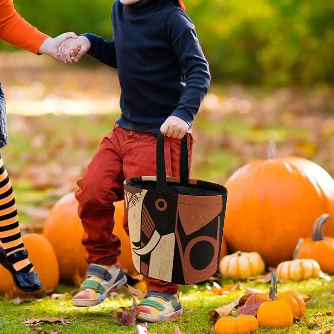 Halloween Candy Bucket - Elephant March Print Trick Or Treat Candy Bag, Gift Bag for Party Favor Supplies
