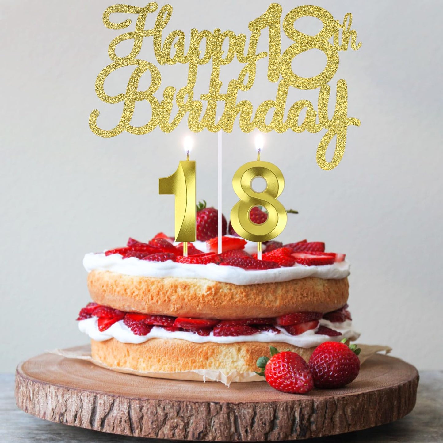 Happy 18th Birthday Cake Topper + 18 th Birthday Candles, 18 Cake Topper, Number 18 Candles, Happy 18th Birthday Cake Decorations, 18 Birthday Decorations for Boys and Girls (18)