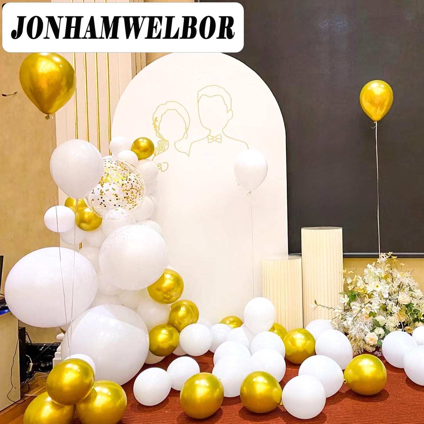 Jonhamwelbor White Balloons 12inch 100 Pack Matte White Latex Helium Balloons for Wedding Engagement Birthday Baby Shower Party Decorations (with Ribbon)