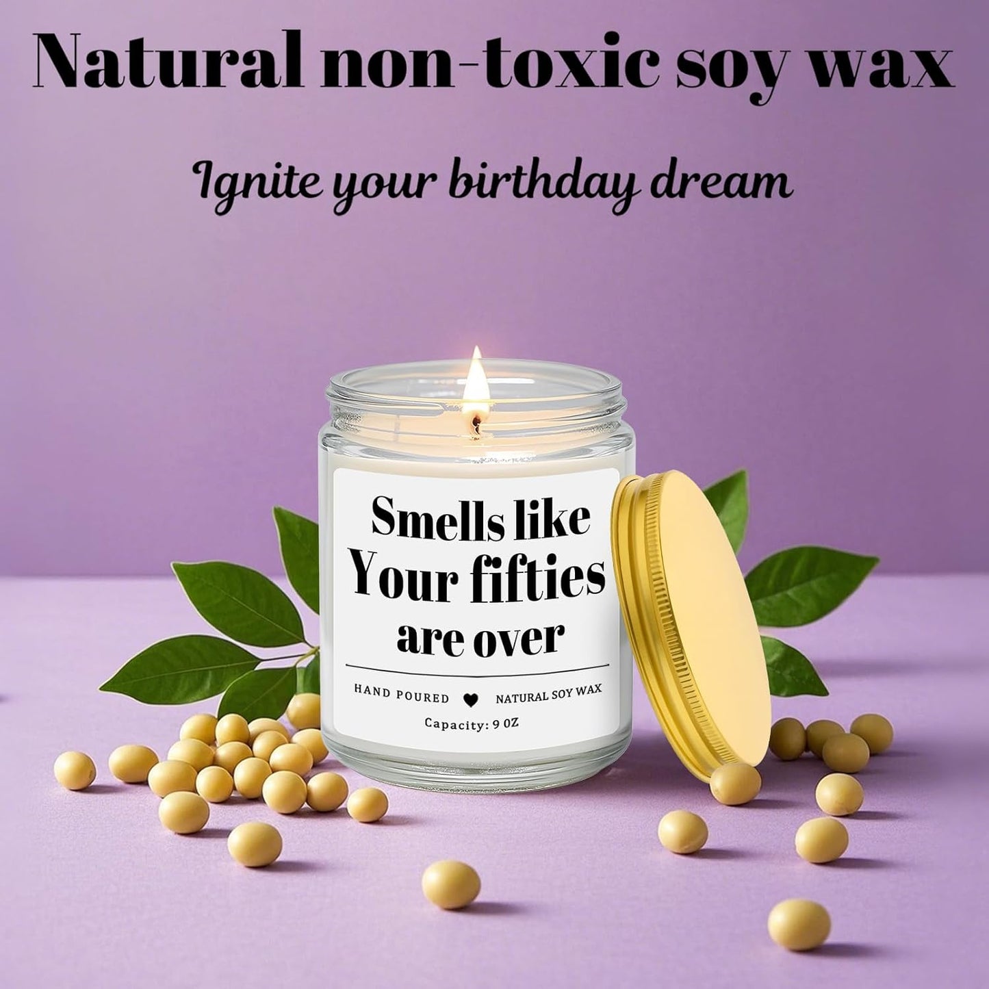 Homsolver 60th Birthday Gifts for Women Men, 9OZ Lavender Scent Birthday Candles with 50+ Hours Burn Time, Unique Handmade 60th Birthday Decorations for Her, Men, Friend, Sister, Wife, Husband