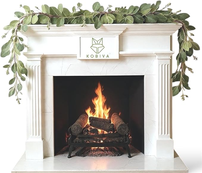 5.9ft Eucalyptus Garland with Seeded Leaves & Berries | Realistic Artificial Greenery Garland for Mantle, Wedding, Farmhouse, Christmas & Year-Round Décor | Faux Eucalyptus & Seeded Garland