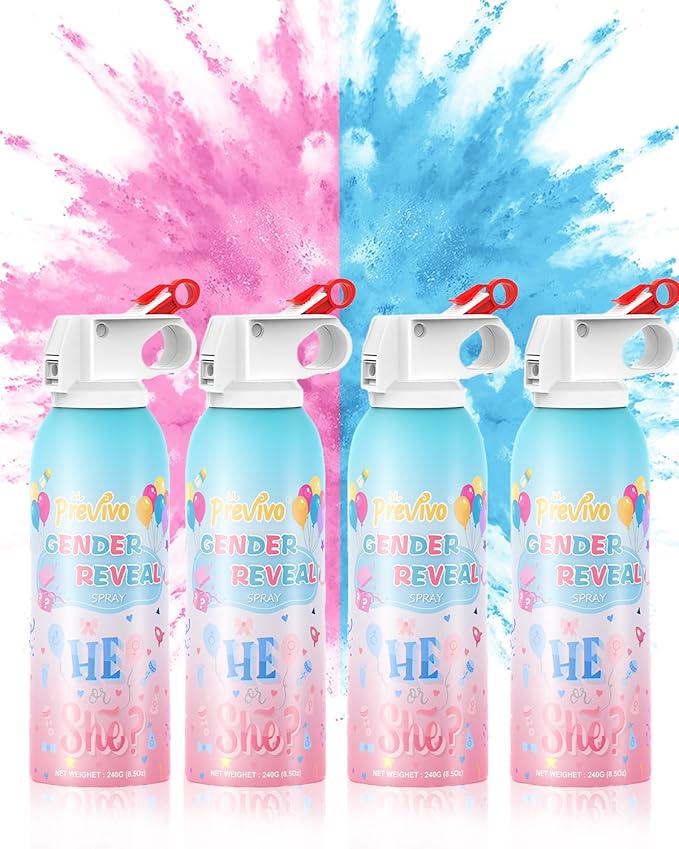 Previvo 4Pcs Gender Reveal Smoke Bombs with 100% Biodegradable Gender Reveal Fire extinguisher for Baby Shower Supplies (Pink+Blue)