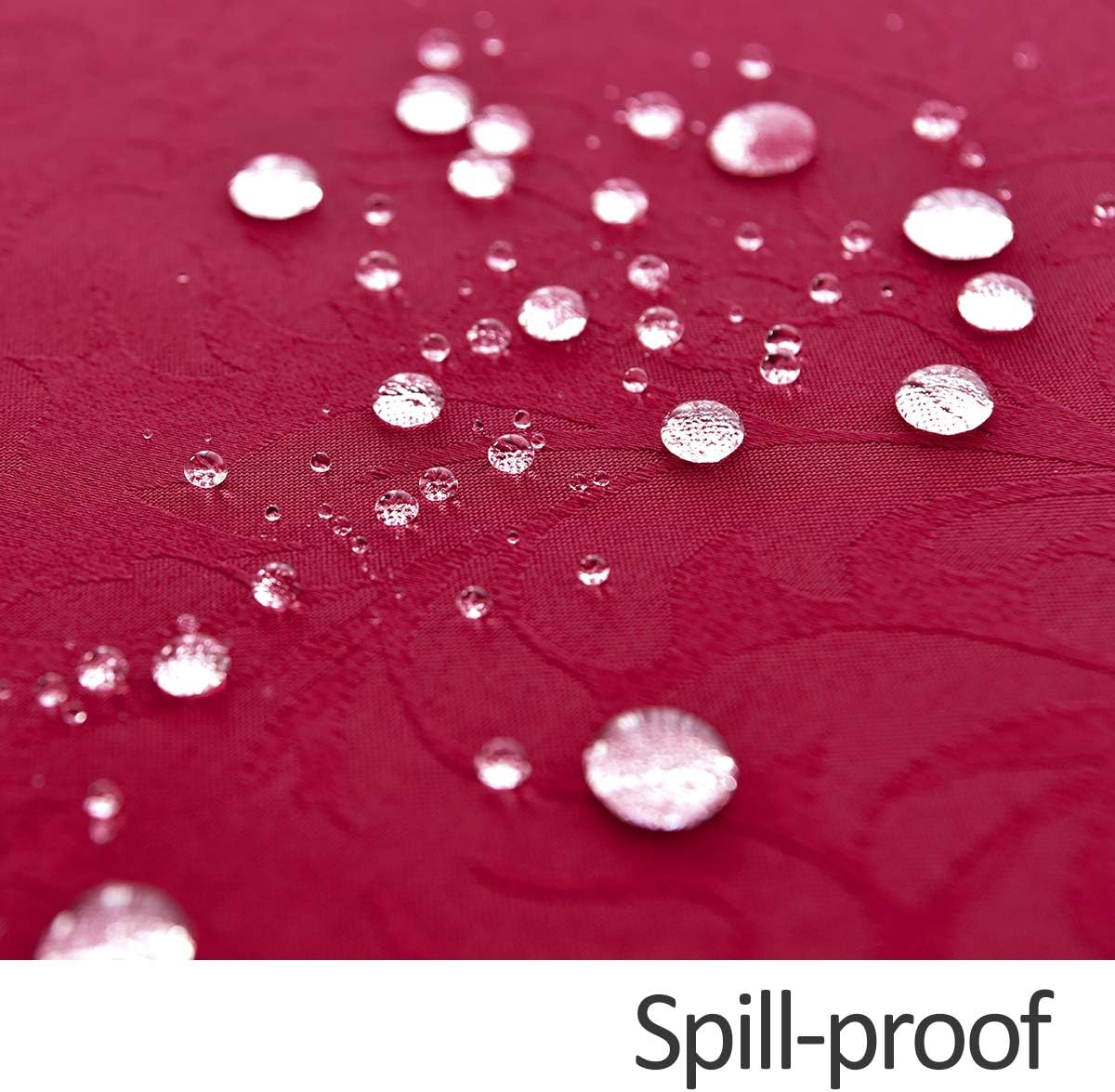 maxmill Square Table Cloth Damask Design Water Proof Wrinkle Free Heavy Weight Soft Tablecloth Decorative Fabric Table Cover for Outdoor and Indoor Use Square 60 x 60 Inch Ruby Red