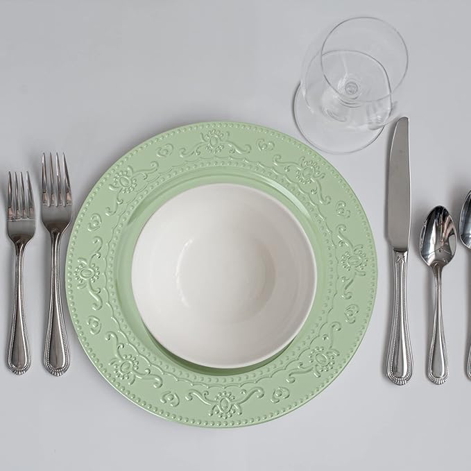 13-Inch Charger Plates, 6Pcs Dinner Plate Chargers Round Server Ware Compatible with Ceramic/china tableware, Green