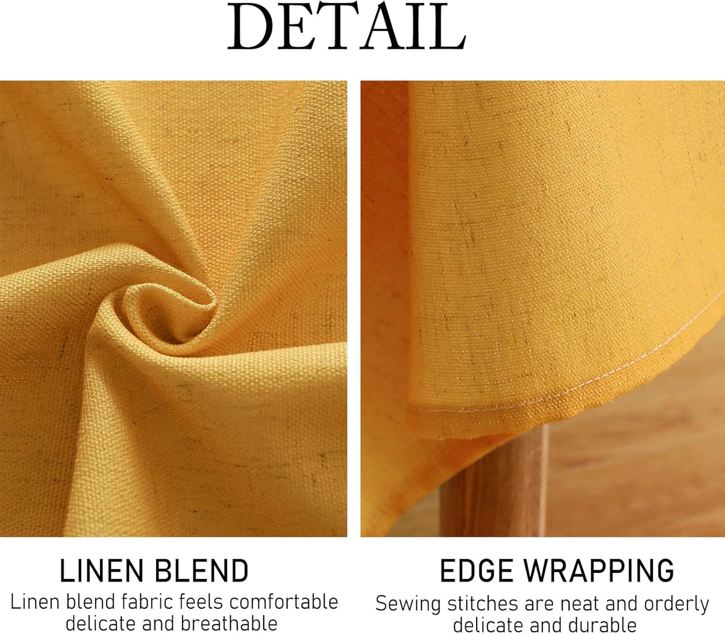ISAENNE Yellow Tablecloth for Round Tables,Linen Table Cloth Solid Color Plain Simplicity,Heavy Durable Table Cover for Dining Kitchen Decor Party Banquet, Diameter 67"