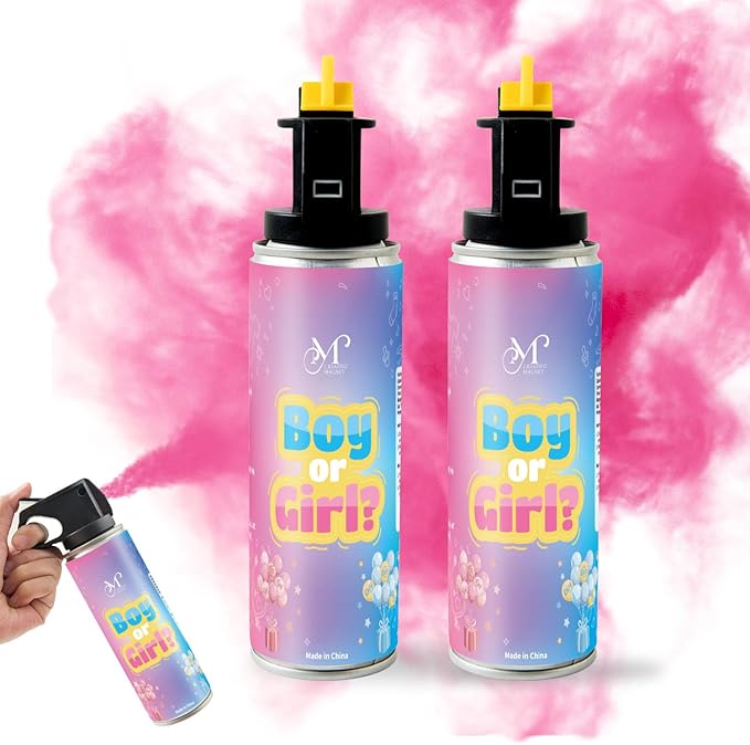 Gender Reveal Fire Extinguisher, Biodegradable Pink Color Powder, Baby Girl Gender Reveal Party Supplies, Gender Reveal Decorations, 2 Pack (Pink, Two Bottles)