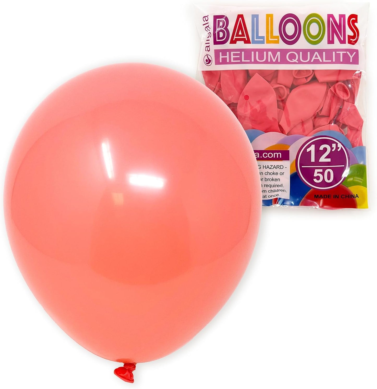 Allgala Helium Grade Latex Balloons - Bulk Balloon Pack | Ideal for Birthday Party Decorations, Gender Reveal, Thanksgiving | Thick and Strong Colored Balloons for Events | 50 pcs 12" - Retro Red