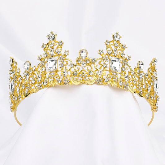 Didder Baroque Gold Crown for Princess, Bride, and Occasions - Tiara for Women, Girls, Wedding, Halloween, Christmas, Prom, Birthday Party