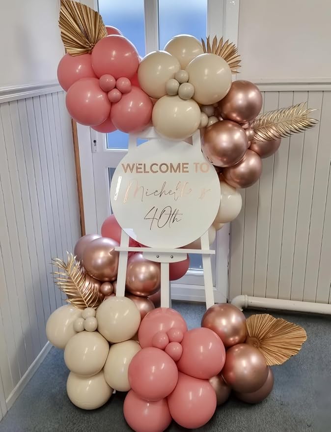 Retro Blush Pink Balloons,12 Inch 60pcs Rose Gold Balloons,Peach Dusty Pink Balloon for Birthday Baby Shower Graduation Wedding Mother's Day Party Decorations