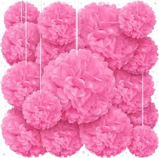 Pink Tissue Paper Pom Poms - Blush Pink Party Decorations for Birthdays, Baby Showers, Engagements, Weddings and Special Occasions by Avoseta (16 Piece Set, Assorted Sizes)