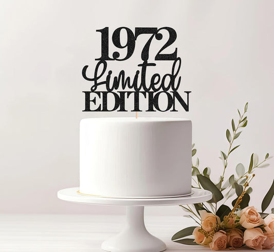 Limited EDITION 1972 Cake Topper - Black Glitter Happy 53rd Birthday Party Cake Decoration Supplies, Cheer to 53 Years Cake Bunting Decor for 53rd Birthday Party Photo Booth Props