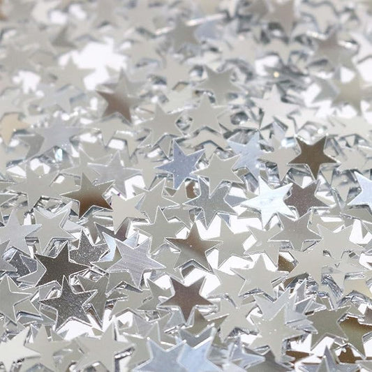 WEIKA 60g Star Confetti Glitter Star Table Confetti, Metallic Foil Star Glitter, Table Decorations for Party Wedding birthday graduation Decorations(Silver Set, 10mm and 6mm)