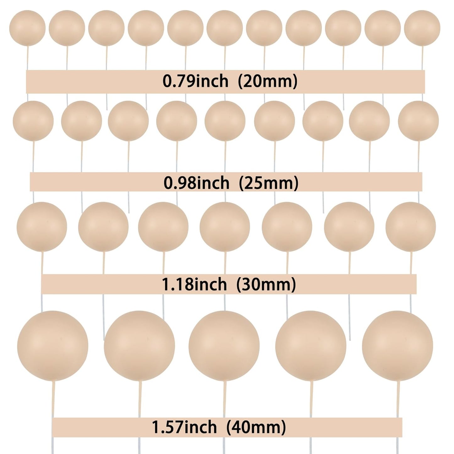 Gyufise 30Pcs Ball Cupcake Toppers Balls Cake Toppes Foam Balls Picks DIY Mini Balloon Cake Topper for Baby Shower Birthday Favor Wedding Anniversary Party Cake Decorations Supplies Khaki