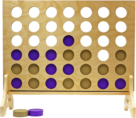 Tailgating Pros Premium Giant Four in a Row with Carrying Case - Jumbo Oversized Outdoor Yard Game - Connect Multiple Pucks in a Row to Win - Many Puck Colors Available!