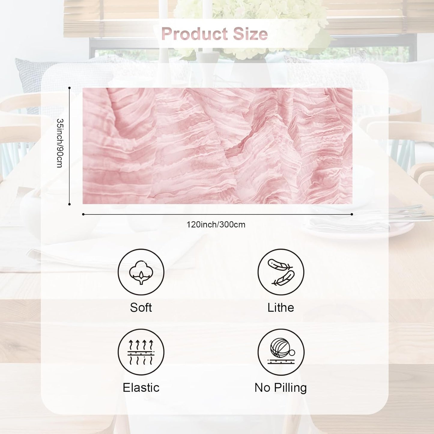 10 Pack Dusty Pink Cheesecloth Table Runner 35x120 Inch 10Ft Rustic Gauze Cheese Cloth Table Runner Sheer Cheesecloth Table Runners for Wedding Party Bridal Shower Decoration