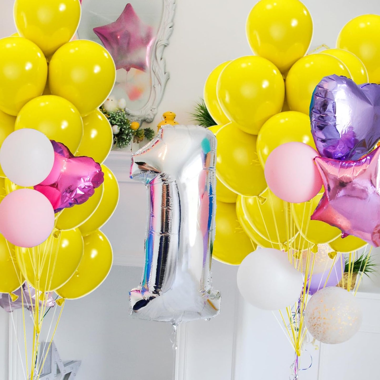 50pcs Yellow Balloons, 12inch Yellow Latex Party Balloons Helium Quality for Birthday Graduation Easter Bee Baby Shower Sunflower Party Decorations (with Ribbon & Glue)