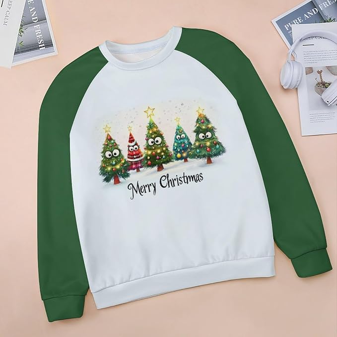 LOAIHA Christmas Sweatshirts for Women Christmas Tree Graphic Shirt Xmas Long Sleeve Merry Christmas Pullover Blouse