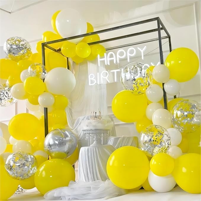 Yellow Balloons, 140pcs 18 12 10 5 Inch Different Sizes Pack Party Latex Balloons for Birthday Halloween Holiday Balloon Garland as Party Decorations