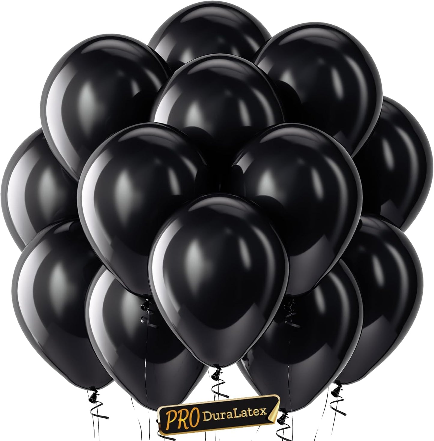 Bezente Pro Duralatex Black Balloons - 100 Pack 12 inch Extra-Thick Black Balloons for Long-Lasting Professional Party Decorations, Large New Year Birthday Graduation Wedding Anniversary