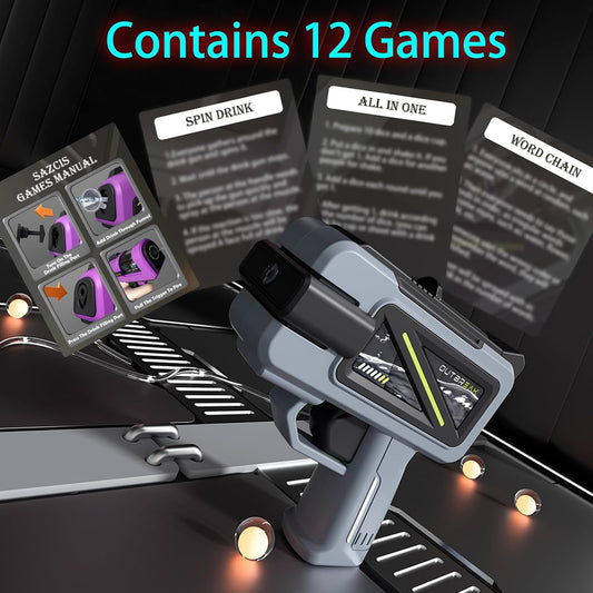 Alcohol Shooter Shot Glass for Party with Funnel and Games Manual, 4 oz Beverage Shot Gun, Long Range 16 ft Stream for Bachelor Party, White Elephant Gifts(Gray)