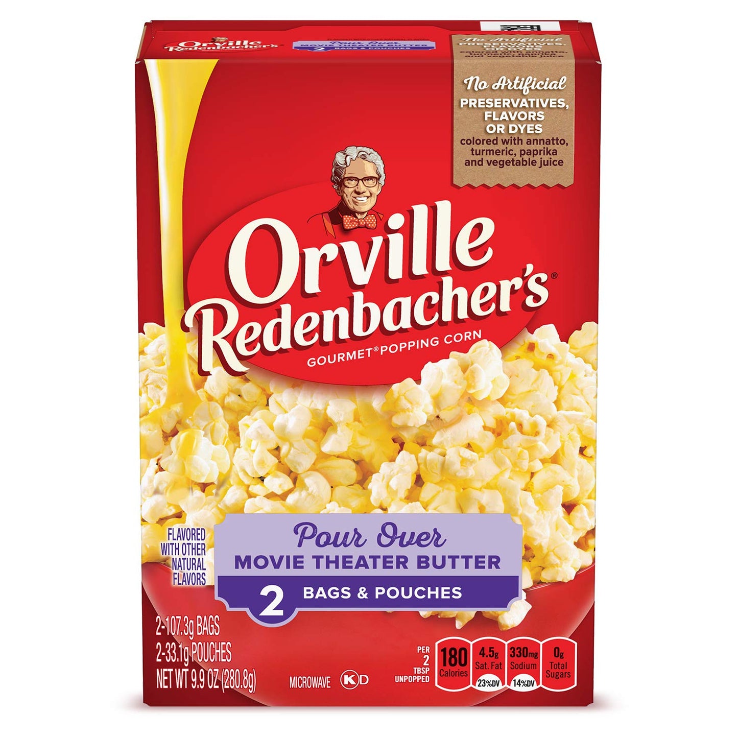 Orville Redenbacher's Microwave Popcorn, Pour Over Movie Theater Butter, 2-Count (12 Boxes)