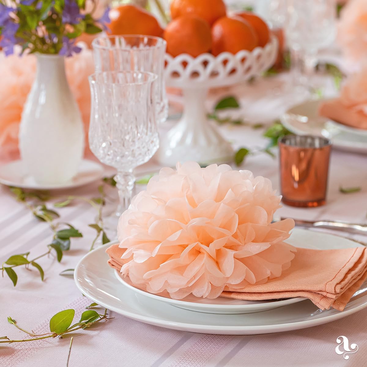 Peach Tissue Paper Pom Poms - Coral Peach Party Decorations for Birthdays, Weddings, Baby Showers and Special Occasions by Avoseta (16 Piece Set, Assorted Sizes)